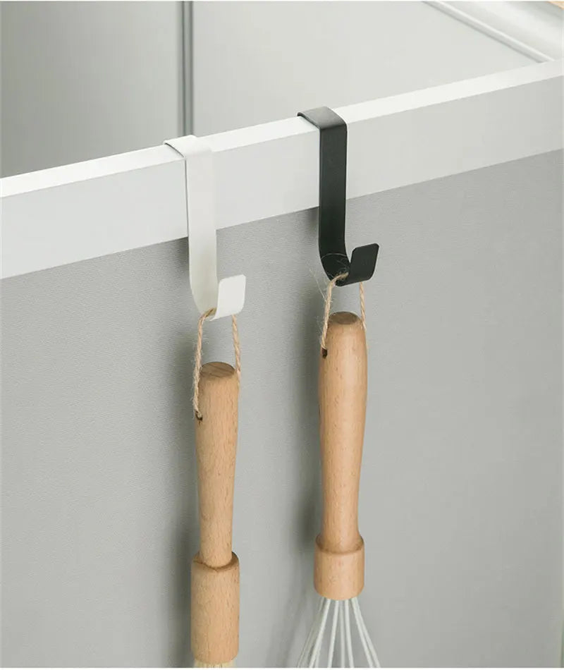 Stainless Steel Over-the-Door Hooks for Kitchen and Bathroom Storage