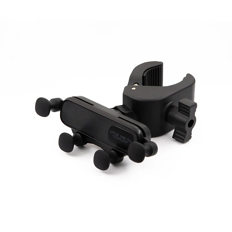 Black magnetic car phone mount with a cup holder base.