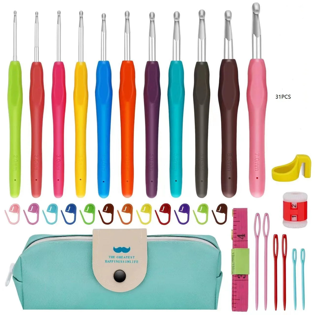 Ergonomic Crochet Hook Set with Accessories and Storage Bag