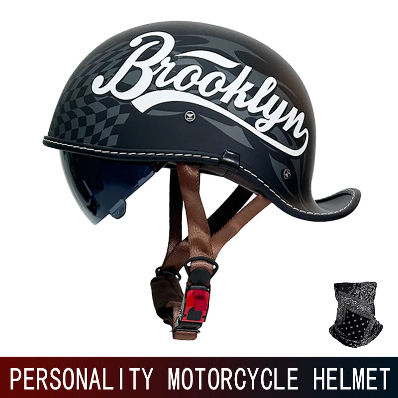 Retro Half Helmet for Men and Women – Lightweight Commuter Cruiser Motorcycle Helmet