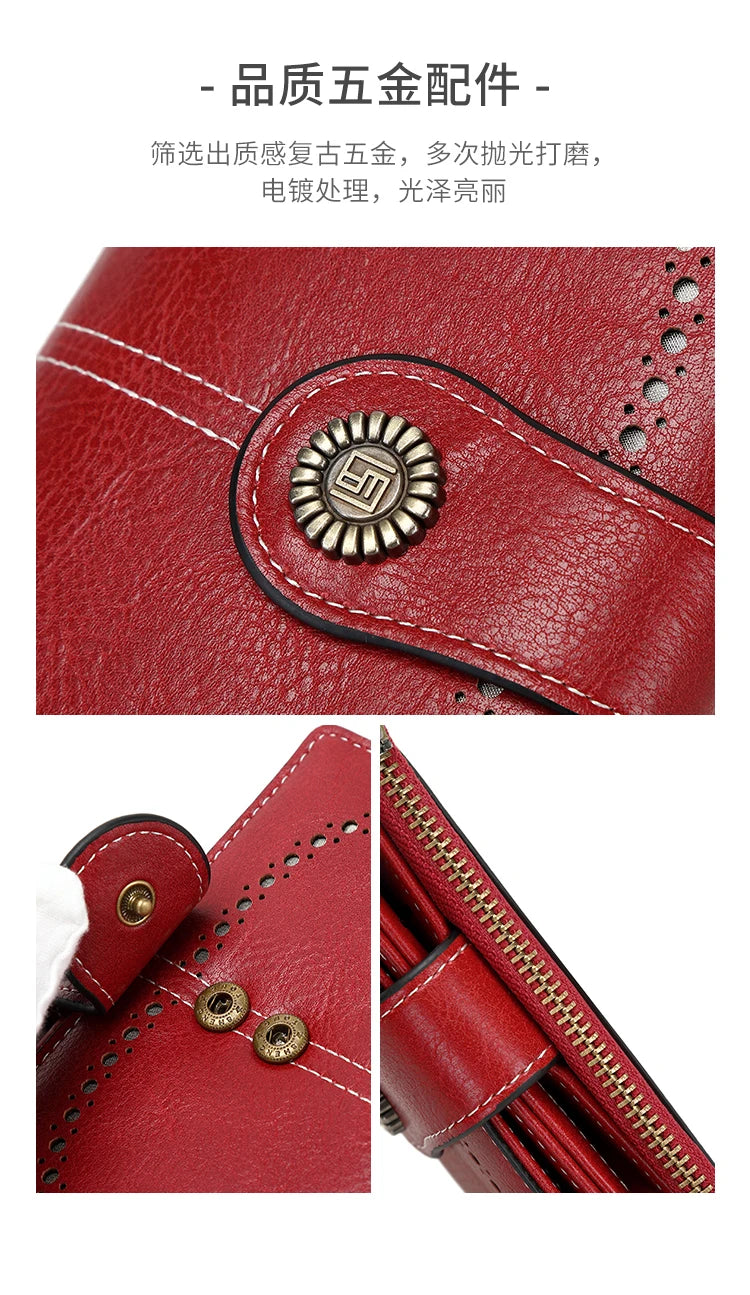 Vintage RFID-Blocking Tri-Fold Wallet with Ample Storage