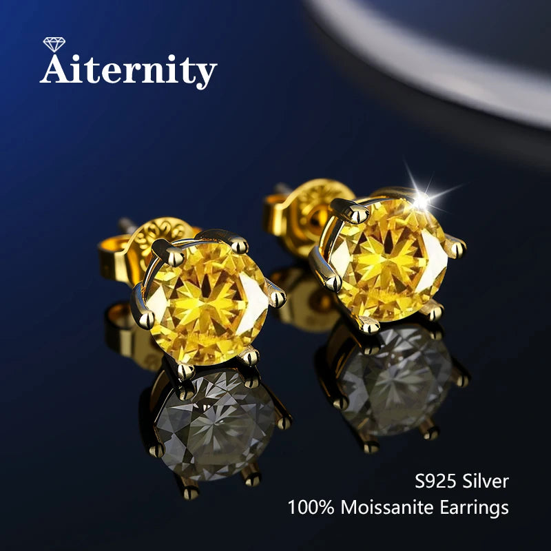 S925 Sterling Silver Moissanite Stud Earrings