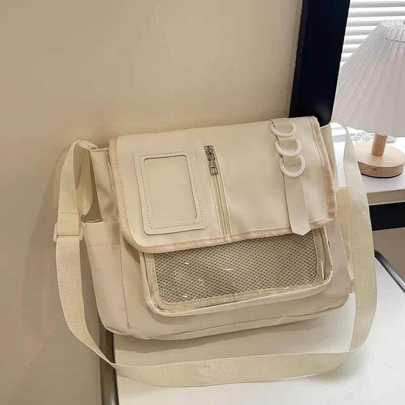 Y2K Transparent Ita Bag with DIY Badge Display Panel