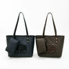 Geometric Print Tote Bag with Matching Coin Purse