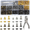 Metal Double Cap Rivets with Setting Tool Kit for Leathercraft & Repairs