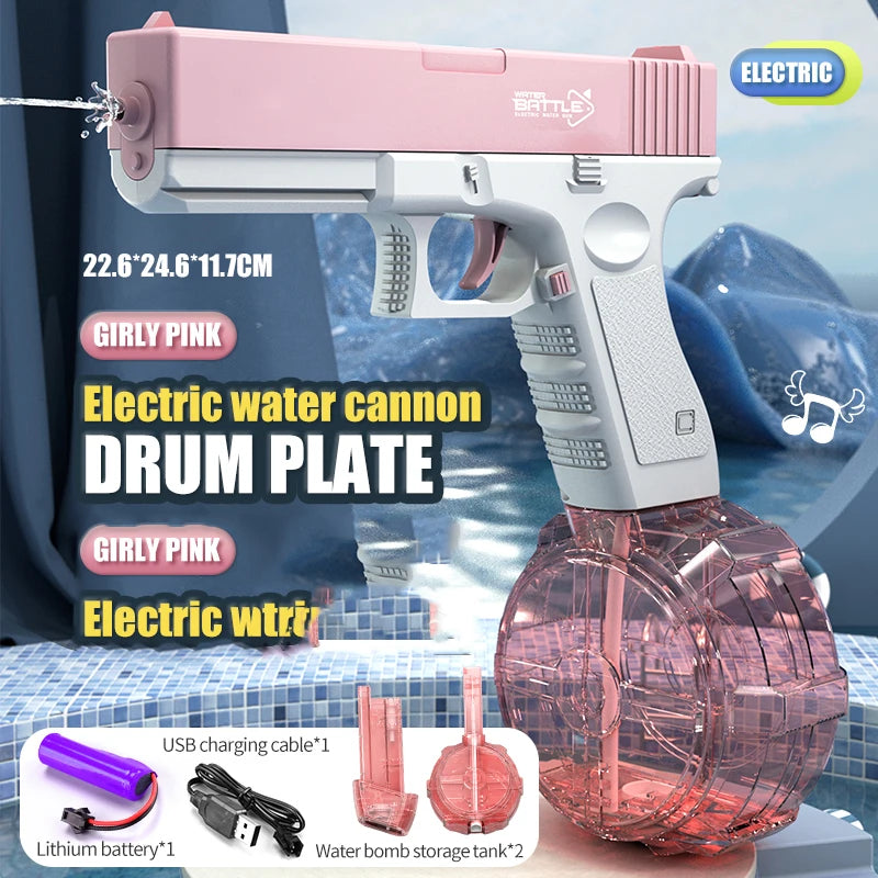 Pinker elektrischer Wasserkanonen-Spielzeuggewehr mit Trommelplatte und Lithiumbatterie-Speicher