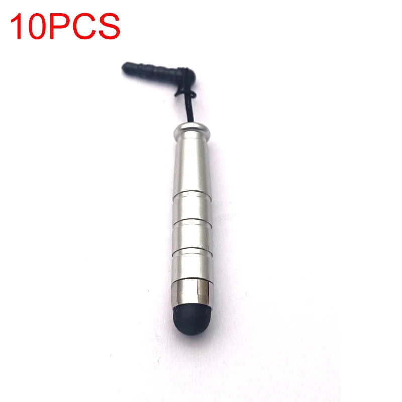 A close-up view of a fine point stylus pen with a black tip and silver body.