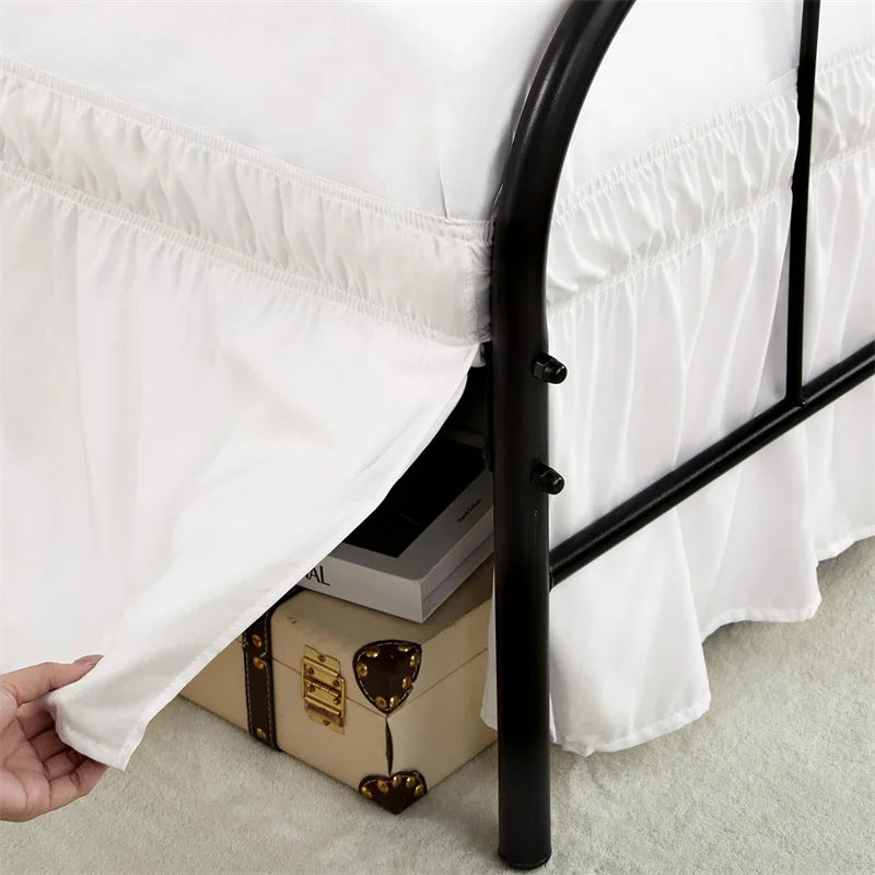 Ruffled Bed Skirt with Split Corners and Elastic Wrap