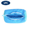 A light blue reusable mesh laundry bag for shoes, shown flat with an open top.