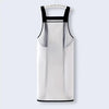 A white transparent waterproof oil-proof kitchen apron with black straps.