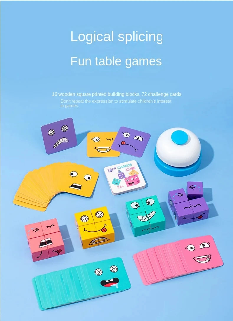 Wooden Face-Changing Cube Puzzle Game for Kids