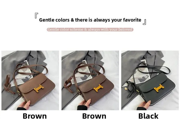 Korean Retro Square Crossbody Bag for Women – Compact Commuter Shoulder Bag