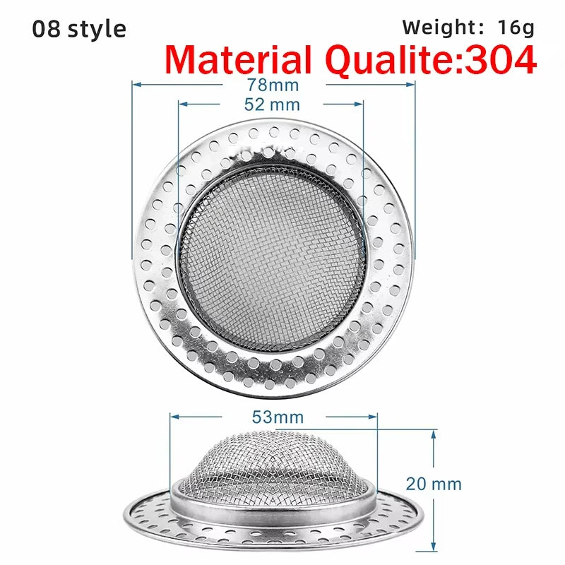 Stainless steel sink strainer mesh with a perforated plate and a separate dome filter