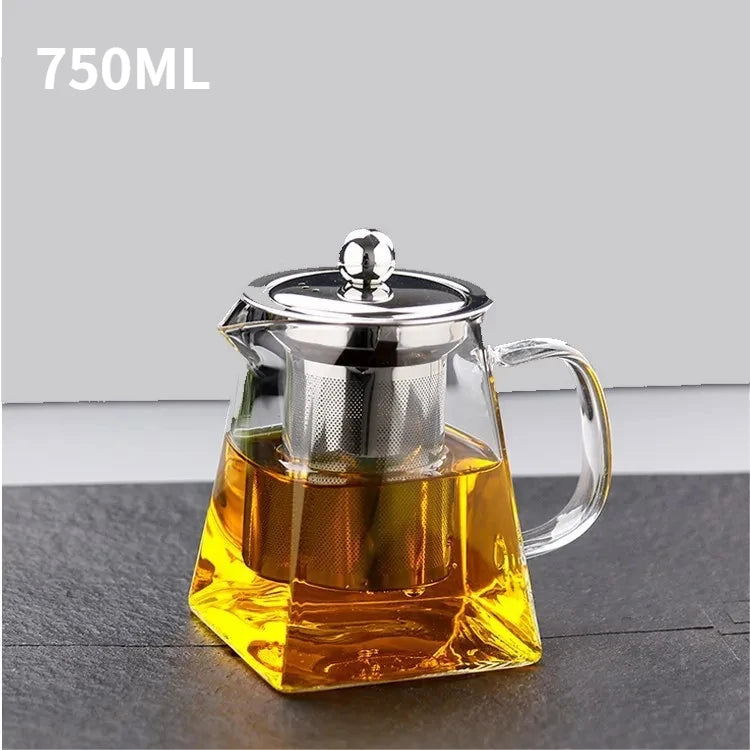 Clear Glass Teapot with Built-In Infuser