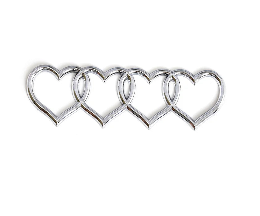Heart Chain Car Decal – 3D Chrome Emblem for Truck, SUV & Sedan Trunk