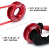 Red recovery ring and synthetic winch rope set with a protective sleeve for use with soft shackles