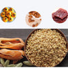 A collection of food-grade oxygen absorbers, including natural seeds, dried fruit, and granular materials for long-term food 