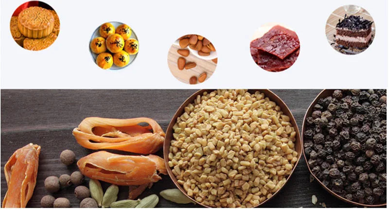 A collection of food-grade oxygen absorbers, including natural seeds, dried fruit, and granular materials for long-term food 