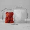 A silicone mold shaped like a red rose bear is shown next to its dimensions.