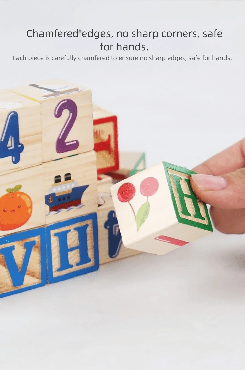 Wooden Alphabet Stacking Blocks Learning Toy