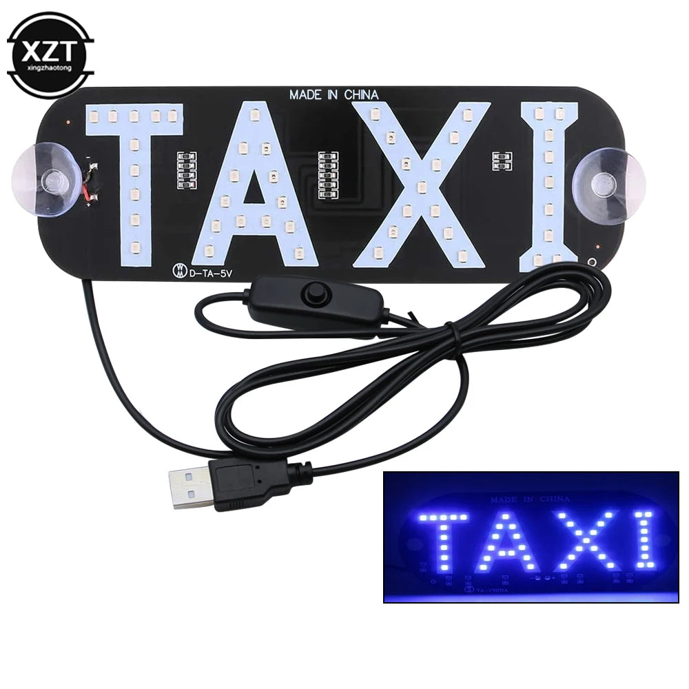 Black LED taxi indicator light panel with multiple white lights and a black cable for vehicle use
