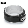 A black heavy-duty aluminum V-band clamp and flange assembly with a 3.5 inch diameter.