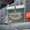 Rhinestone Letter Car Rearview Mirror Pendant