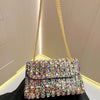 Crystal-Embellished Evening Clutch Bag with Chain Strap