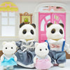 A set of forest animal miniature dolls and furniture, including a panda doll and accessories.
