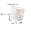 White folding laundry basket with handles, shown from the side and top view.