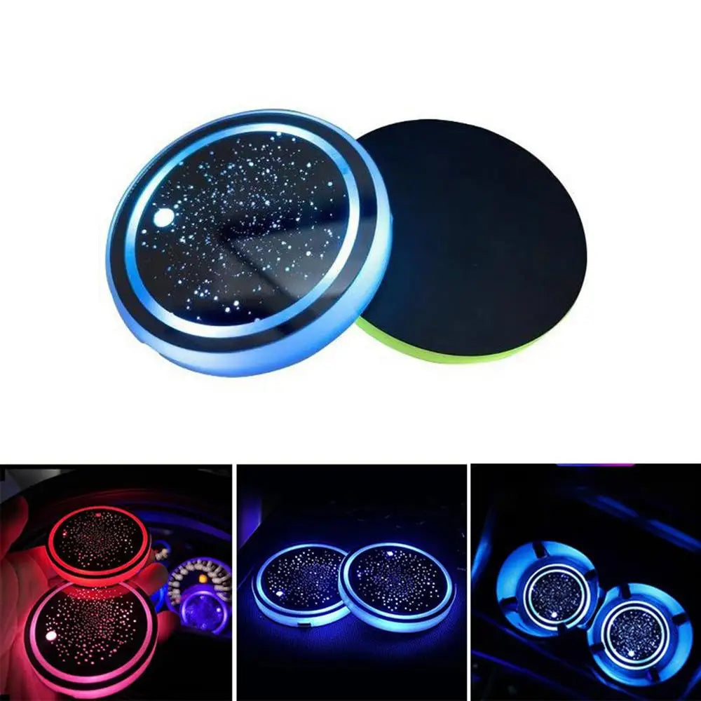 LED Light-Up Car Cup Coasters with Motion-Activated Glow
