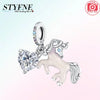 Silver unicorn pegasus charm featuring sparkling crystals and a detailed horse design