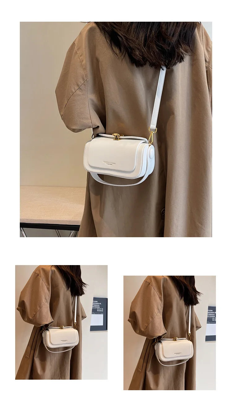 Classic Retro Crossbody Shoulder Bag with Textured Flap