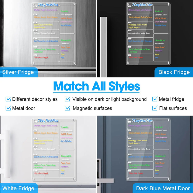 Clear Acrylic Magnetic Meal Planner Board