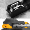 Close-up view of a black belt clip hook bit holder for cordless drills, showing the metal bit inside.