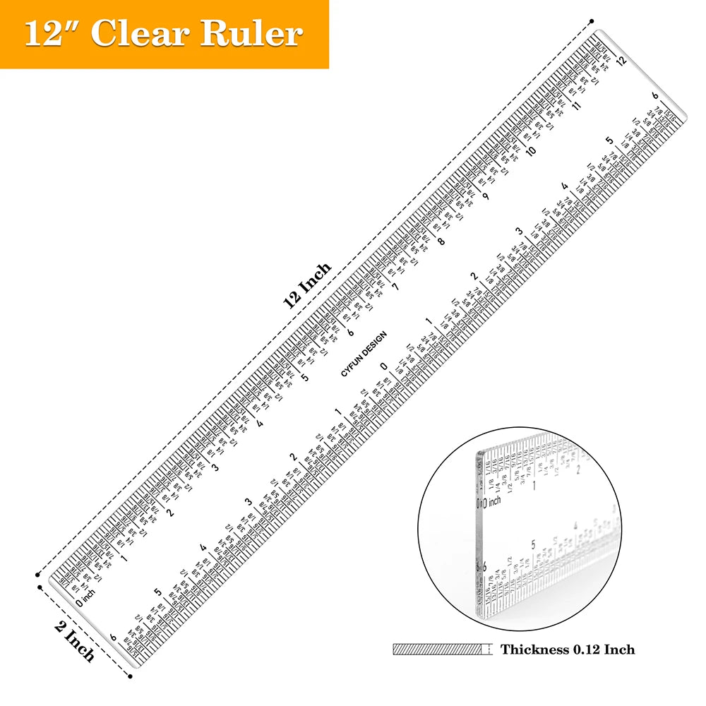 Zero-Centering Clear Acrylic Ruler for Crafting & Card Making