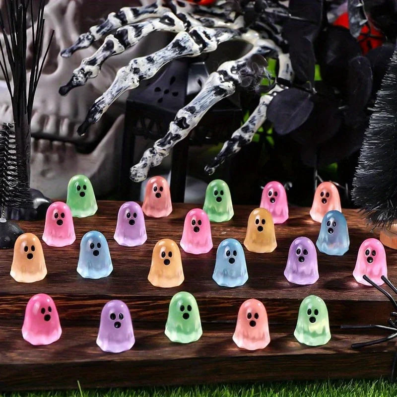 Set of 50 Glow-in-the-Dark Resin Ghost Figurines