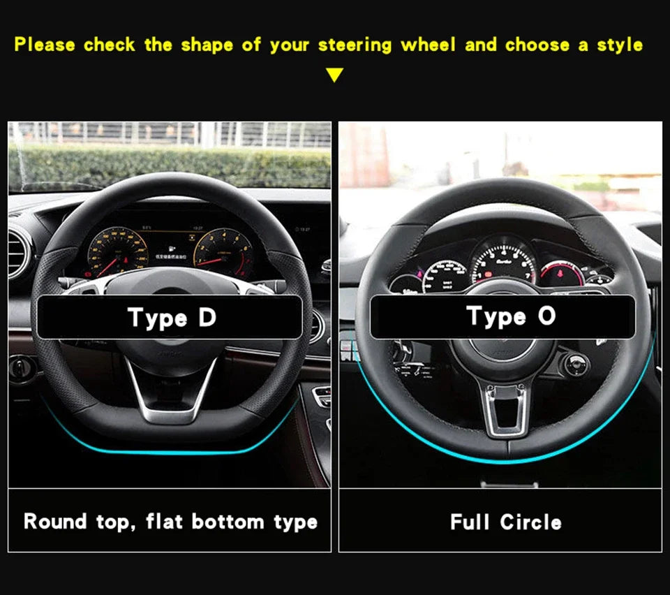 Carbon Fiber Leather Steering Wheel Cover with Anti-Slip Grip