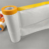 Roll of white pre-taped masking film with a yellow edge for painting protection