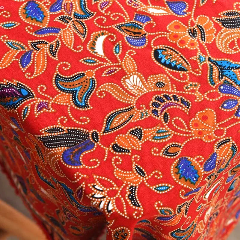 Bohemian Cotton Linen Fabric with Vintage Ethnic Print
