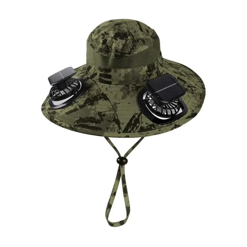 Solar-Powered Cooling Fisherman Hat with Dual Fans