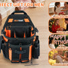 Black and orange heavy-duty tool pouch with quick-release belt clip shown next to various gift ideas.