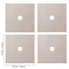 Square beige reusable non-stick gas stove protector mat with a central hole.