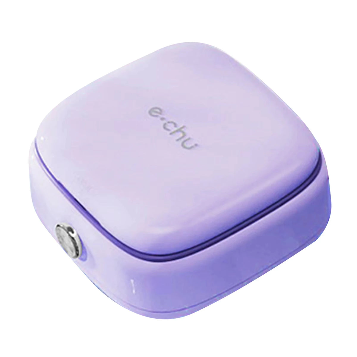 A small, lavender magnetic sewing kit with a smooth, rounded casing.