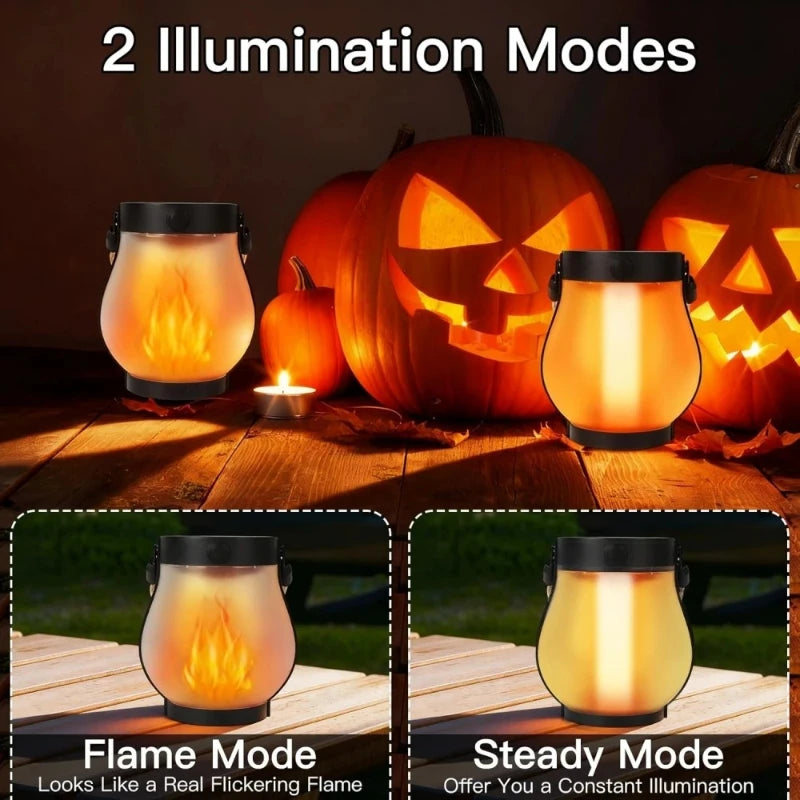Solar Flickering Flame Lantern with Rope Handle