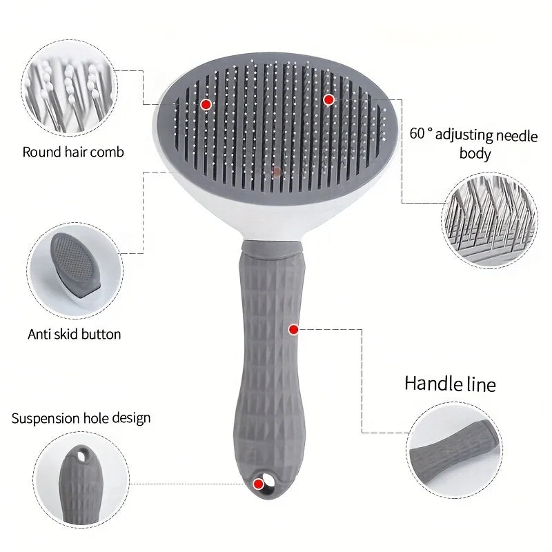Brosse de toilettage auto-nettoyante en un clic pour animaux