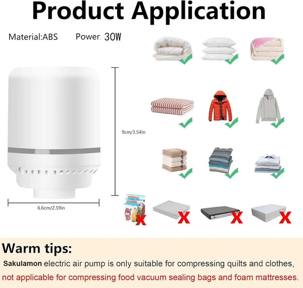 Portable Electric Vacuum Pump for Storage Bags