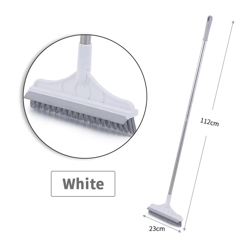 2-in-1 Long Handle Floor Scrub Brush with Removable Squeegee