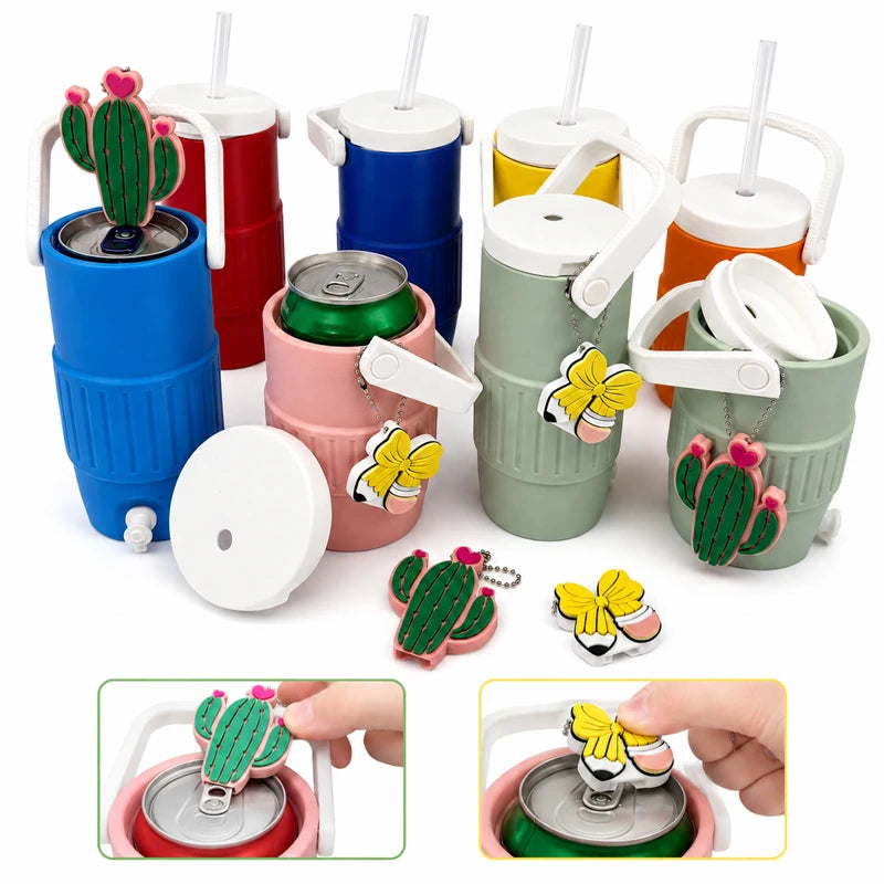Insulated 12oz Can Cooler with Silicone Straw