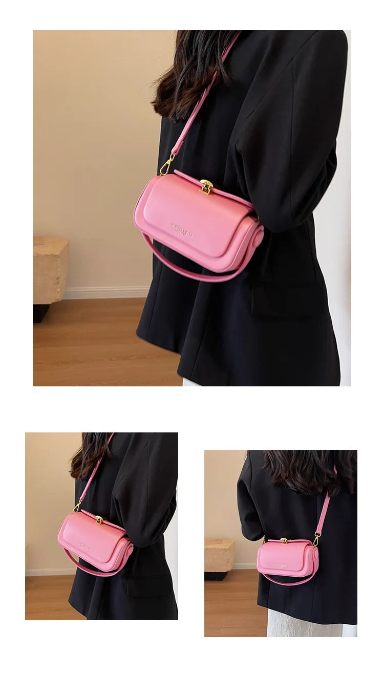Classic Retro Crossbody Shoulder Bag with Textured Flap
